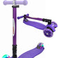 Chromewheels Scooters For Kids, Deluxe Kick Scooter Foldable 4 Adjustable Height 132Lbs Weight Limit 3 Wheel, Lean To Steer Led Light Up Wheels, Best Gifts For Girls Boys Age 3-12 Year Old, Purple