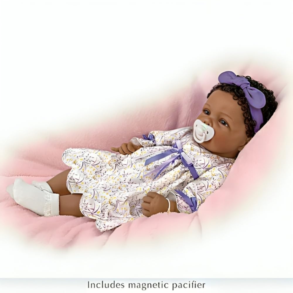 The Ashton-Drake Galleries All God's Grace Baby Doll by Elly Knoops  20 inches  Purple Dress  Real Touch Vinyl