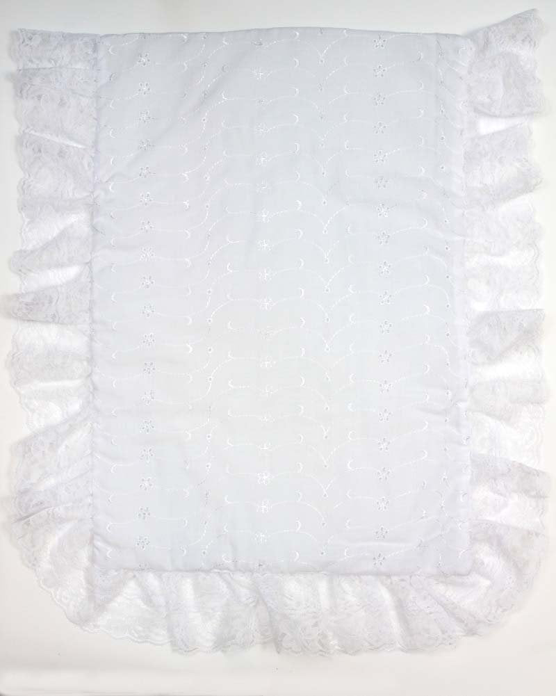 Sophia'S 18' Doll 3 Pc. White Eyelet Bedding With Lace Trim Set With Pillow, Comforter And Mattress Pad