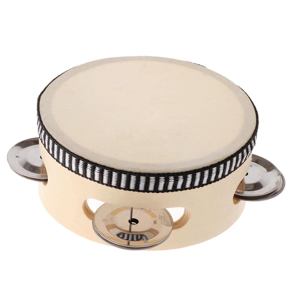 Atorse Wood Jingles Hand Held Tambourine Toy For Kids (4 Inch)
