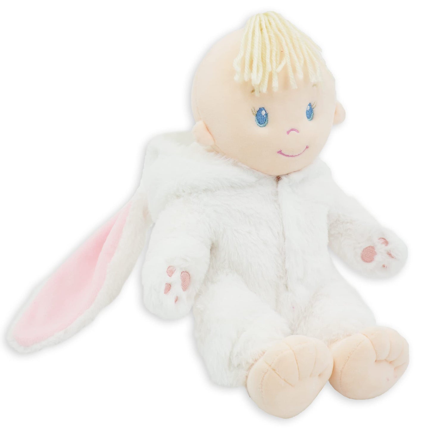 June Garden 12' Sweet Dolly Snowbun - Stuffed Ultra Soft Baby Doll For Birth And Up - Bunny Outfit
