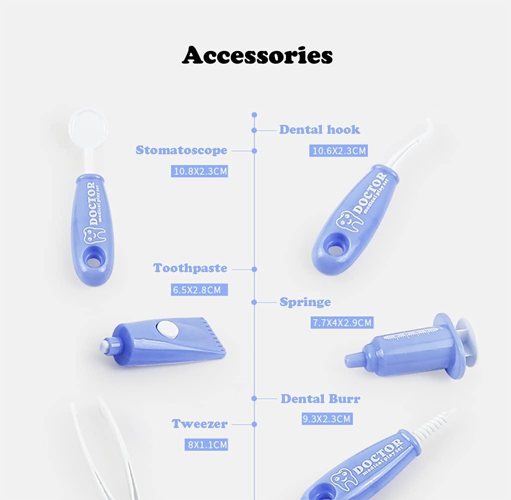 9PCS Plastic Simulation Dentist Play Set Medical Kit Pretend Toy for Kids Hygienic Habbit Cultivation Role Play Game for Childre