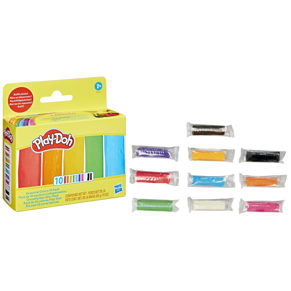 Play-Doh Essential Colors 10 Pack of Refill Sticks, Great for Classrooms and Party Favors, Kids Arts and Crafts Toys for 2 Year 