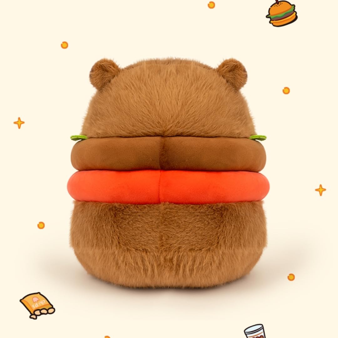 Popotato Realistic Capybara Burger Plush - 7.87 Capybara Stuffed Animal Plushie - Plushy And Squishy- Cute Toy Gift For Boys A