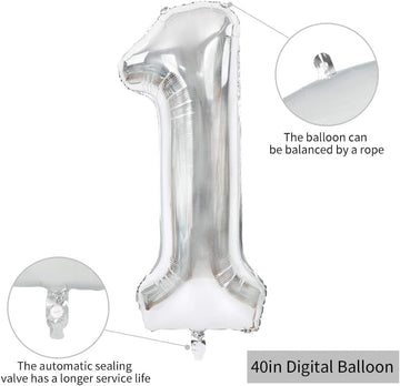Toniful 40 Inch Large Silver Number 18 Balloons Giant Digital 18 Or 81 Helium Balloons, Foil Mylar Big Number Balloons For 18Th