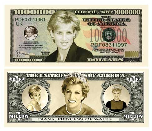 American Art Classics Princess Diana Million Dollar Bill (Pack Of 5) - Best Princess Di Collectible