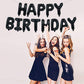Toniful Black Happy Birthday Balloons Banner 16 Inch Mylar Foil Letters Birthday Sign Banner Bunting Reusable For Girls Boys Kid