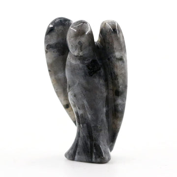 Ouubuuy Larvikite Crystal Angel Figurines Statues 4 pcs Natural Gemstone Carved Pocket Guardian Angel 1.5 inch for Healing Reiki