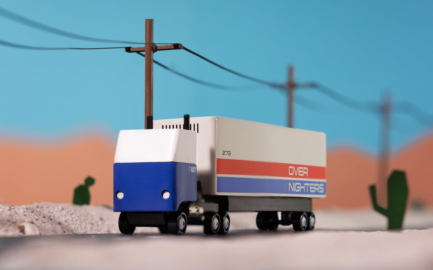 Candycar Wooden Diecast Collection - Overnighters Semi Truck, Premium Handcrafted Beech Wood Toy Car