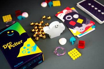 Oink Games DroPolter - Fast-Paced Family Game for 2-5 Players - Cardstock - Ages 6+ - Red/Blue - Travel & Party Game