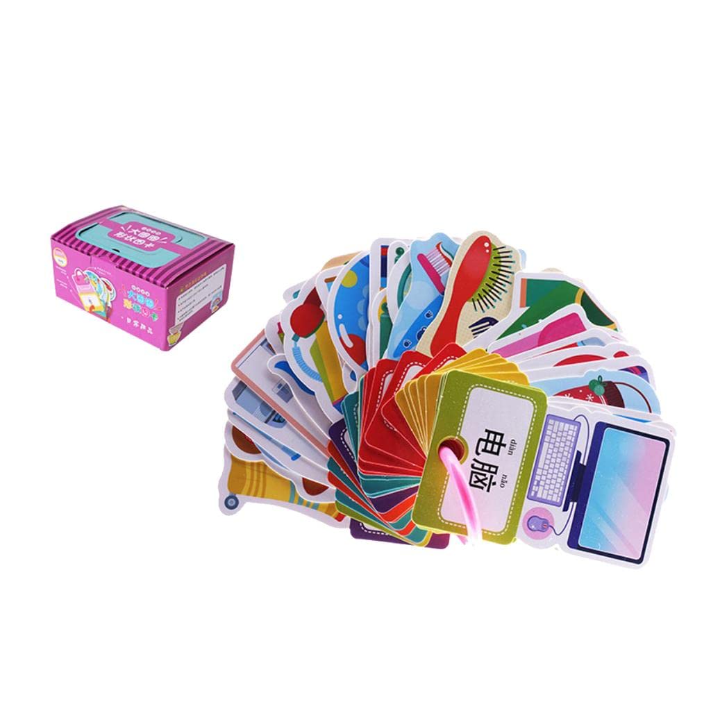 Ujeavette 30 Pieces Preschool Educational Flash Cards With Storage Ring Daily Supplies