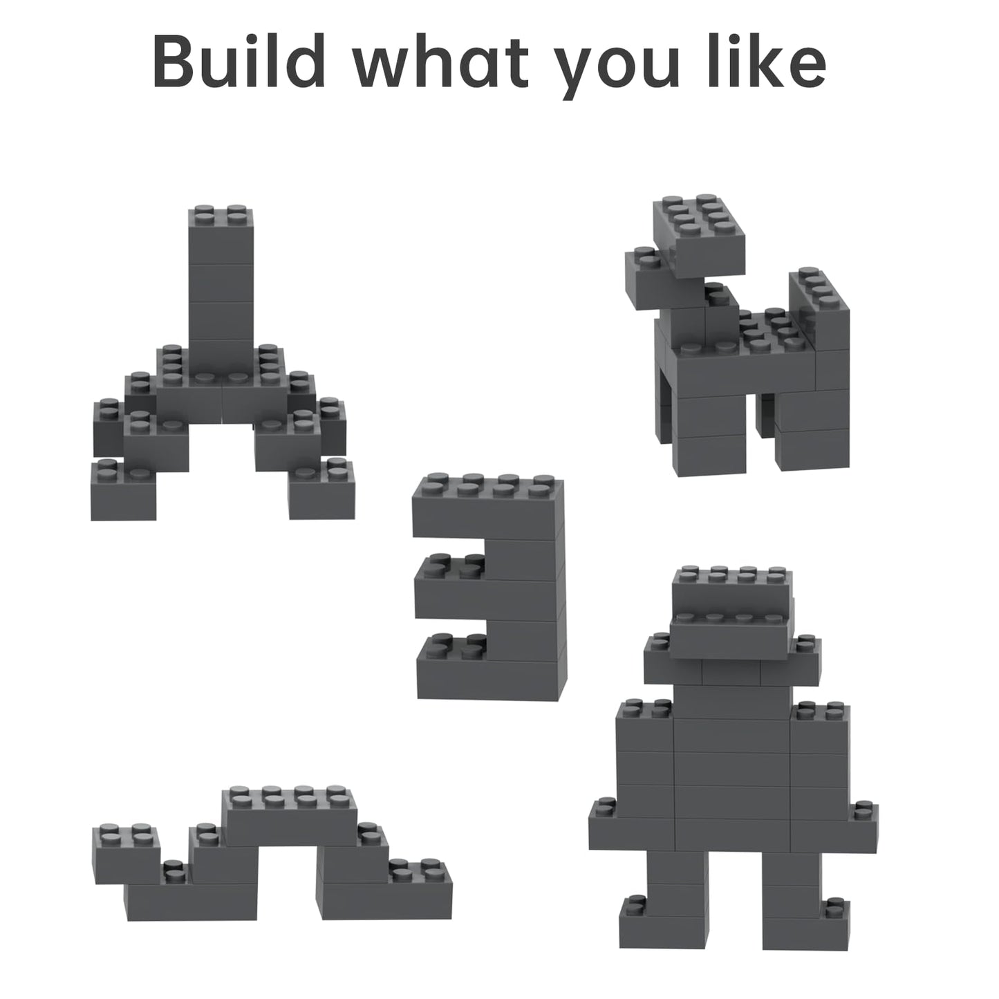 TTEHGB TOY Classic Bulk Brick Block 2x4, 300 Piece Building Brick Dark Grey, Compatible with Parts and Pieces 3001, Creative Pla