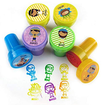 TINYMILLS Bible Characters Stampers for Kids, Assorted Colors, Small Plastic, 50 Pcs