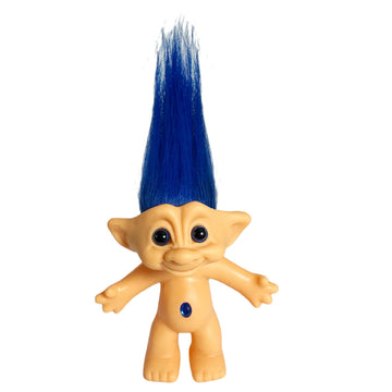 Lucky Vintage Troll Dolls, Lucky Doll Chromatic Adorable For Collections, School Project, Arts And Crafts, Party Favors- 7.5' Tall(Include The Length Of Hair) (Dark Blue)