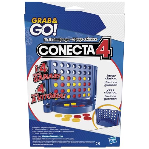 Hasbro Gaming Connect 4 Grab And Go - Portable Game For 2 Players - Classic Kids Game For Travel, Family And Friends Games,