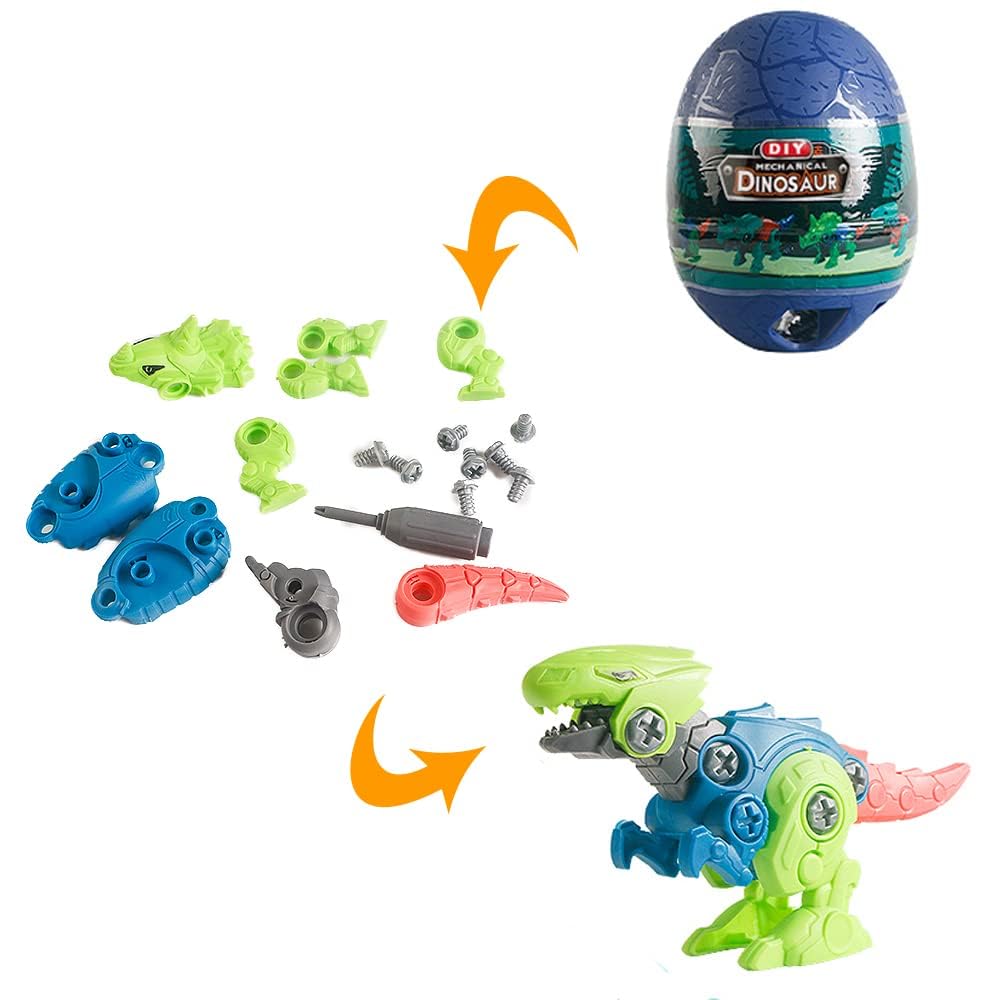 Beiguo 4 Pack Jumbo Dinosaur Eggs With Take Apart Dinosaur Toys Building Toys For Kids Boys Girls Easter Basket Stuffers Gifts