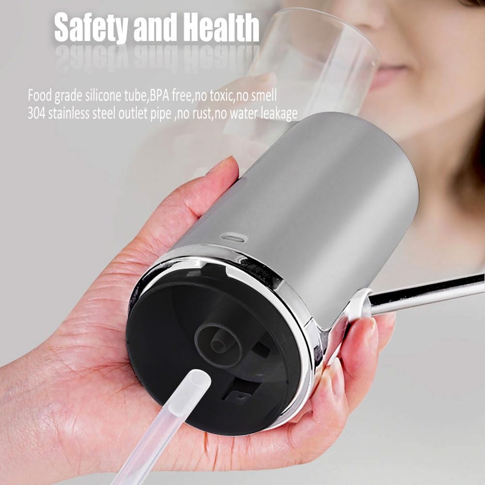 Water Pump For 5 Gallon Bottle, Electric 5 Gallon Water Dispenser Universal Usb Charging Drinking Water Bottle Pump(Silver)