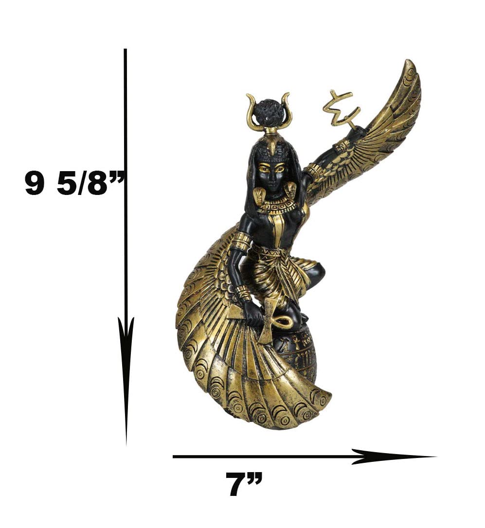 Ebros Gift Egyptian Goddess Of Motherhood And Magic Mother Isis Ra Holding Ankh With Open Wings Decorative Statue 9' H Gods And Goddesses Of Egypt Figurine