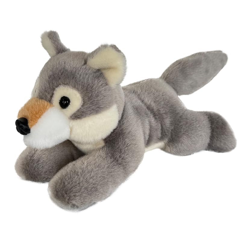 Hideekoog Stuffed Animal for Kids 12 inch Realistic Animal Plush Toy Lying Down Posture Animals Plush for Boys Girls mature-themed Birthday Hug Teaching(L-Wolf)