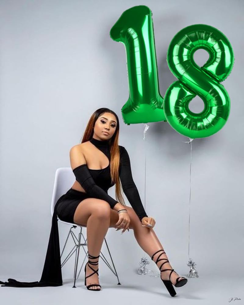 Dark Green 9 Balloon Number 40 Inch, Large Foil Mylar Balloons Decorations For 9 19 90 Birthday Party, Engagement, Wedding, Anni