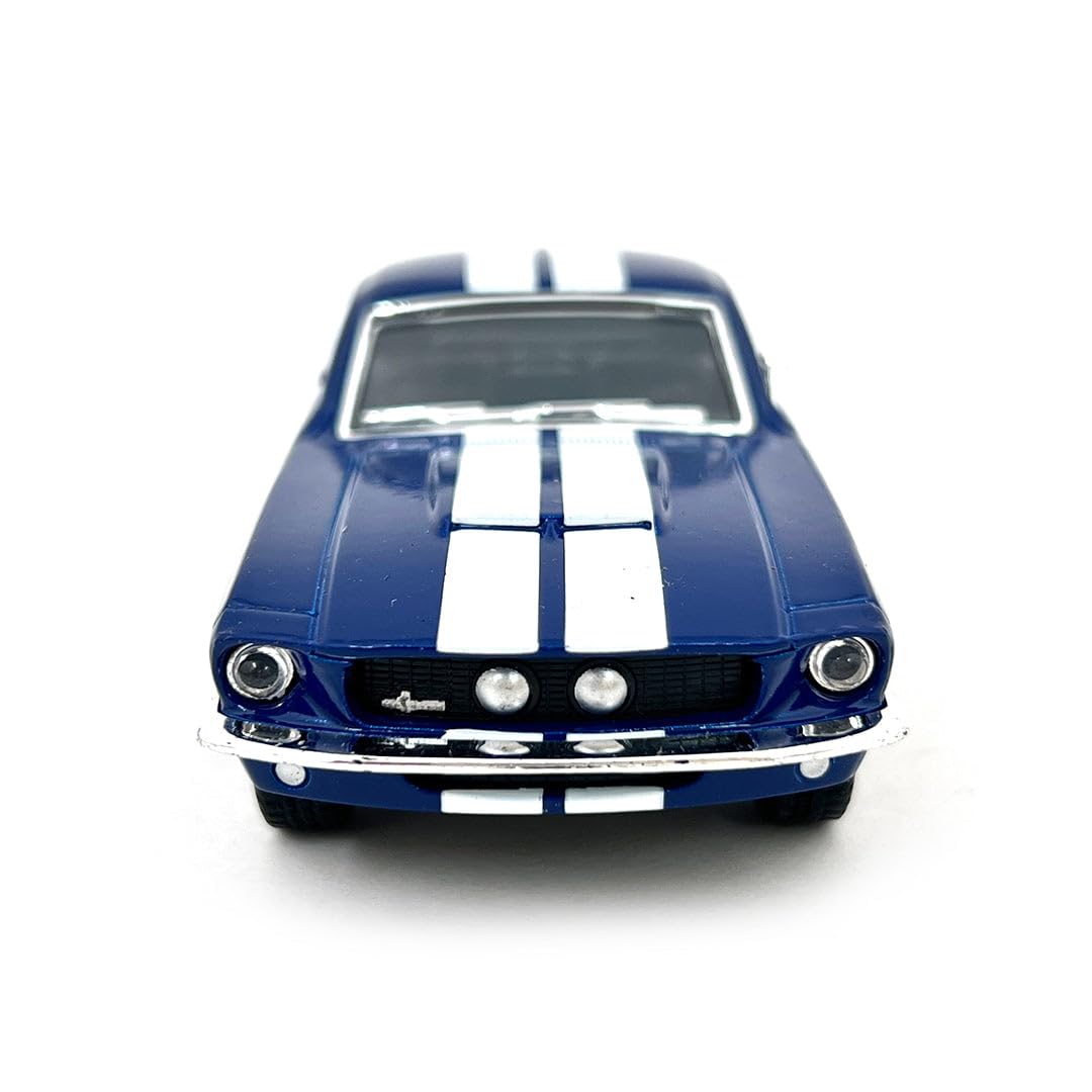 KiNSMART 1967 Ford Shelby Mustang GT500 Die Cast Model Toy Car, Blue, 1:38 Scale, Pullback Action