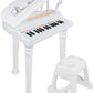 Love&Mini Piano Toy Keyboard White 31 Keys For Age 2+ Year Old Girls Boys Birthday Gifts, Kids Keyboard Toy Instruments White Piano With Microphone And Stool