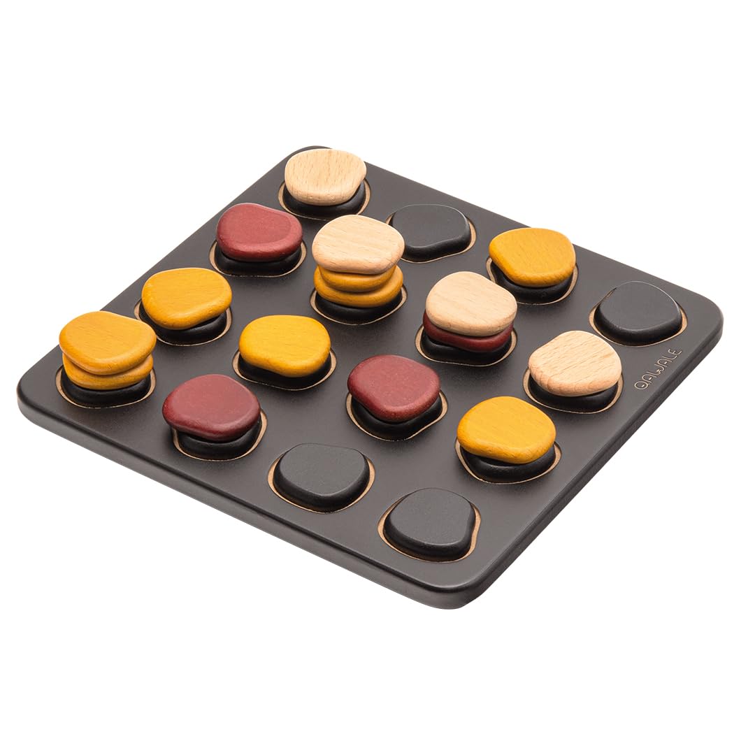 GIGAMIC Qawale Mini Strategy Game - Travel Friendly, Wooden, 2 Players, Ages 8+, 15 Minutes