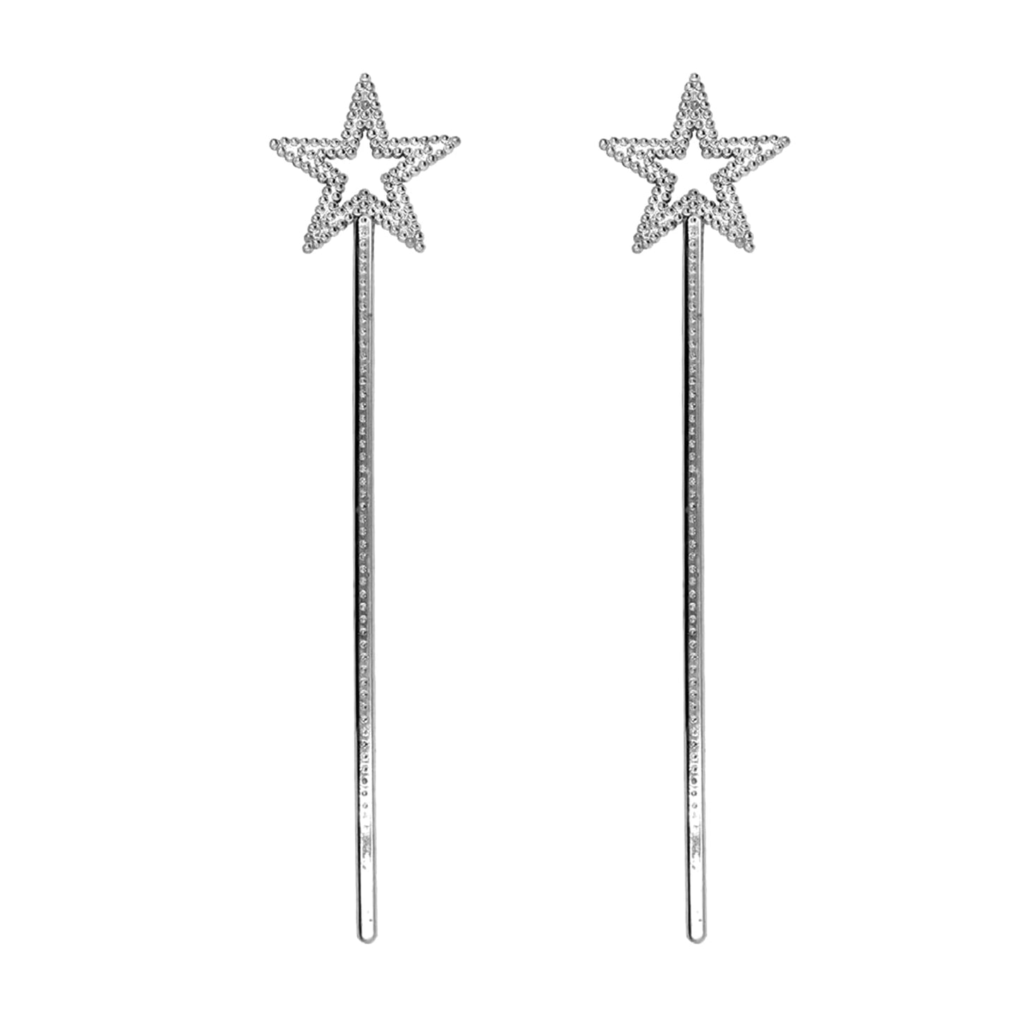 MOFALA 2PCS Star Wand  Children's Creative Handheld Pentagram Plastic Magic Wand  Role-Playing Enlightenment Toys  Educational and Creative Performance Props (Silvery)