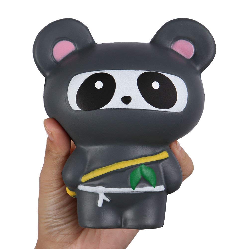Anboor 2 Pcs Squishies Ninja Jumbo Panda And Fox Slow Rising Squishies Kawaii Scented Soft Animal Toys Stress Relief Kid'S Toys