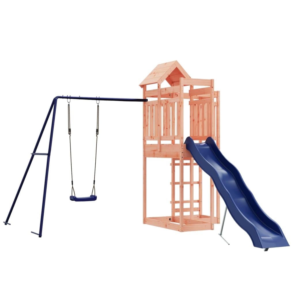 vidaXL Outdoor Playset - Solid Douglas Wood Construction for Durability, Features Climbing Frame, Wave Slide & Swing Set - Fun S