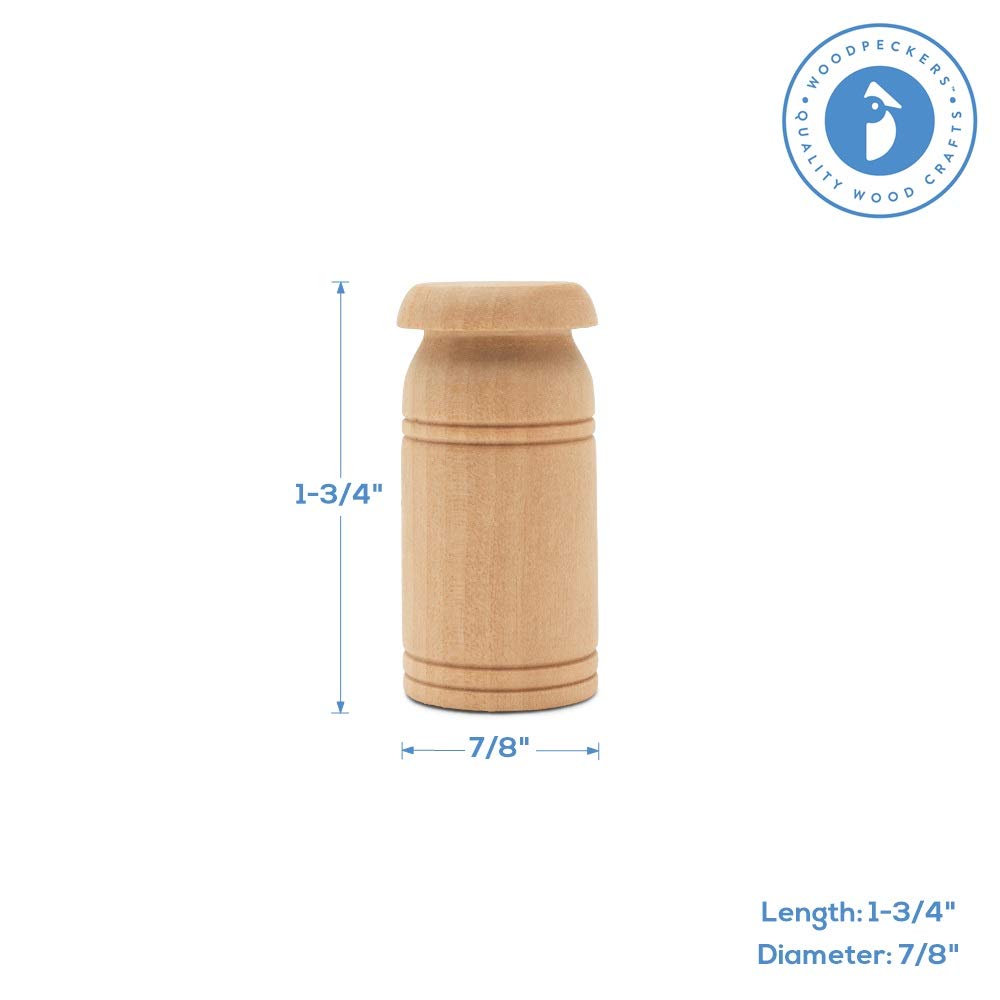 Wooden Milk Can, 1-5/8 inch, Pack of 10, Small Unfinished Cargo Drums, Perfect for Miniatures, Scale Models, Mini Train Making o