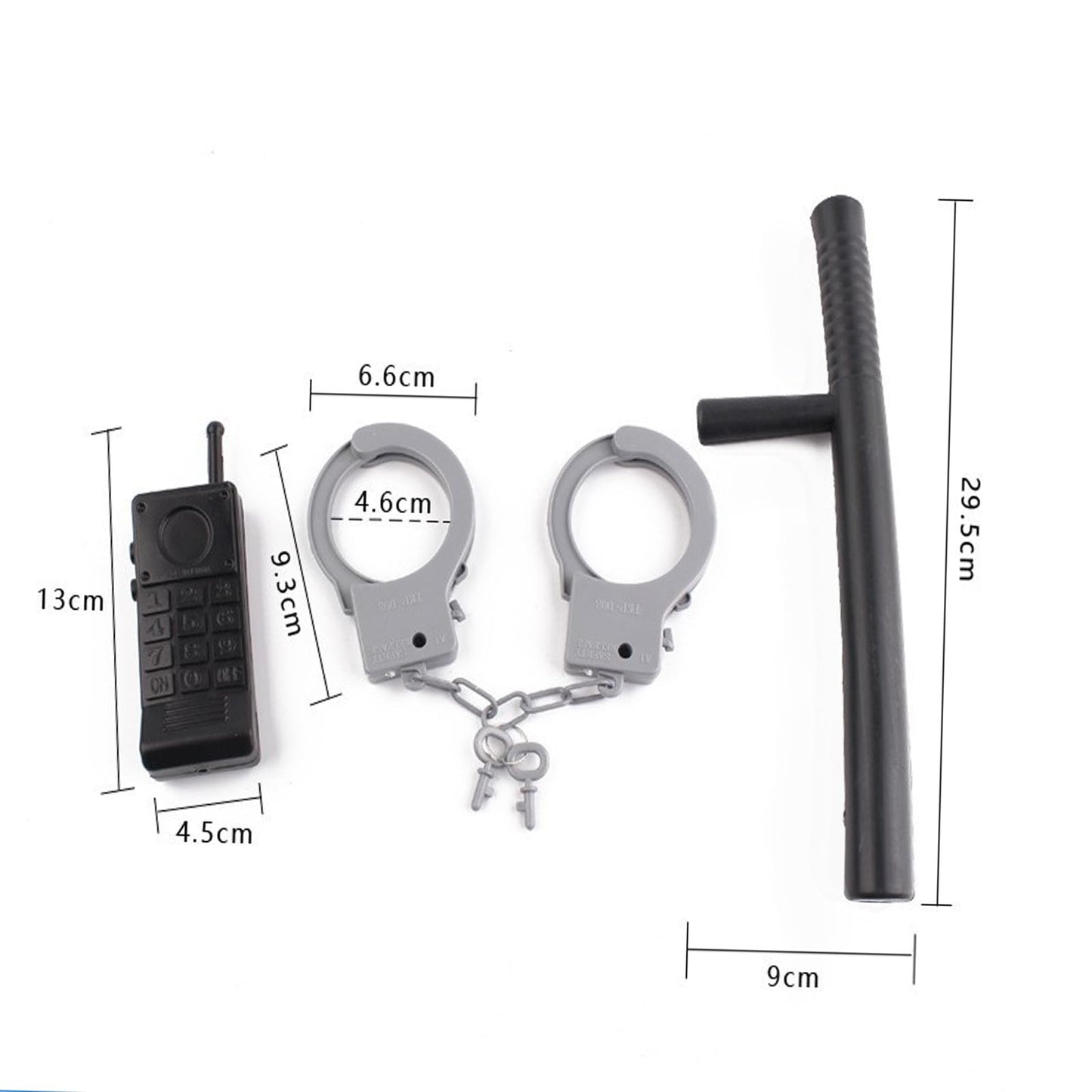 Binaryabc Halloween Police Costume Supplies,Walkie Talkie Police Baton Handcuffs Set