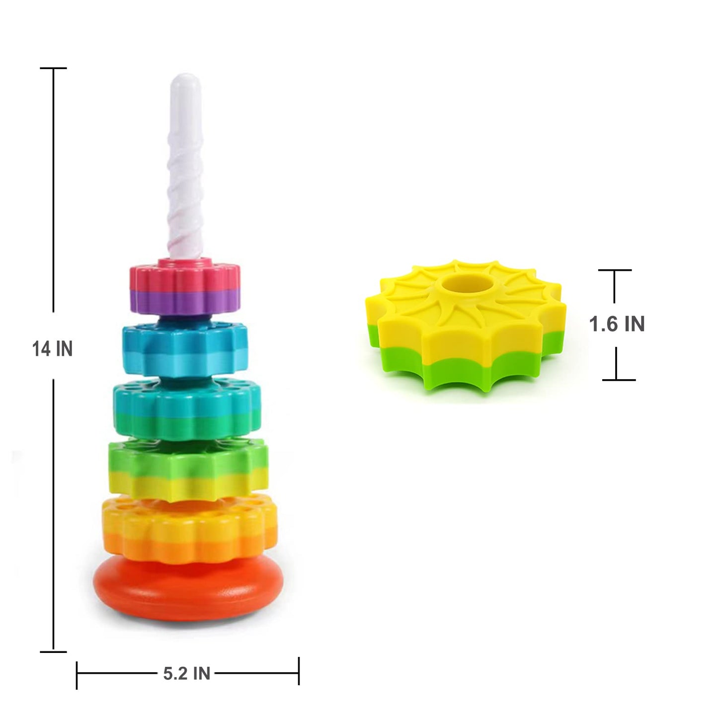 Luckfuture Spinning Stacking Toys, Educational Toddler Toys Stacking Rings Baby Toy, Montessori Toy For Girls And Boys, Spin Gea