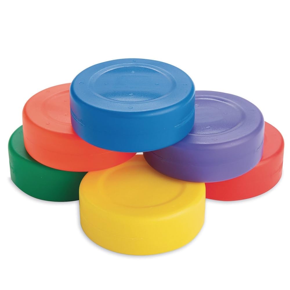 S&S Worldwide Lightweight Hollow Plastic Floor Hockey Pucks. Perfect for PE Classes and Playing Hockey on a Gym Floor. Set of 6 