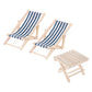 STOBOK Miniature Beach Chair & Table Mini Wooden Folding Beach Sunbath Chair 1:12 Miniature Wooden Lounge Chair and Beach Table Set for Dollhouse Decoration