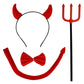 Jmkcoz Halloween Devil Costume Set Devil Horn Headband Red Devil Tail Bowtie Devil Red Pitchfork Demon Cosplay Hair Hoop Accessories For Carnival Themed Party Prop Costume Decoration