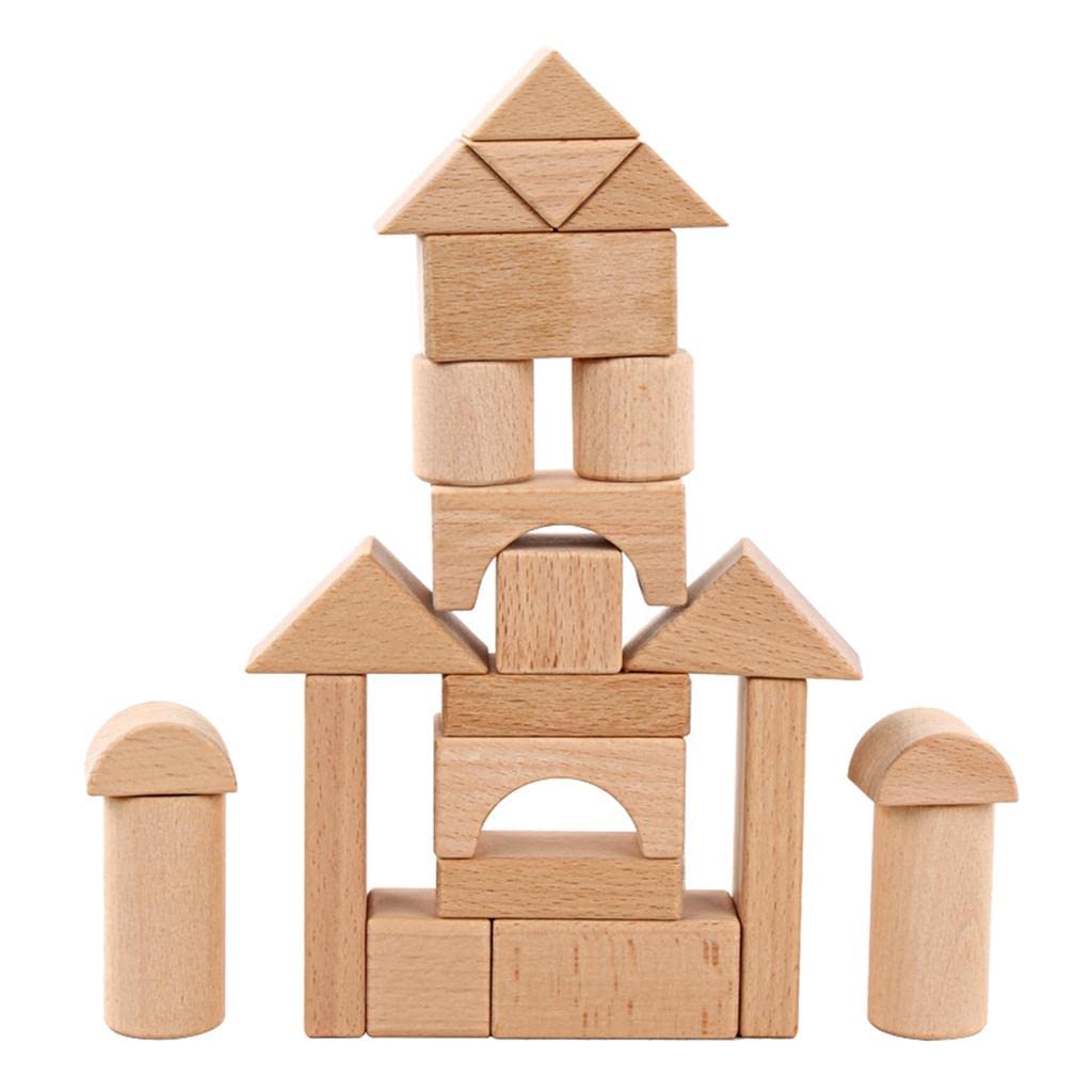 Calandis Natural Wooden Building Block Set Stacking Cubes Educational Montessori Toy