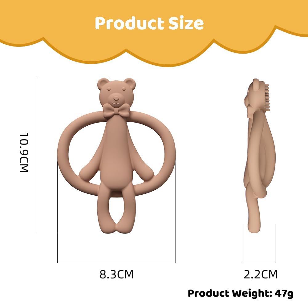 Baby Bear Teething Toys For Babies 0-3, 0-6, 6-12 Months | Soft Silicone Baby Bear Teethers Toys | Baby Fidget Toys 0-6 Months |