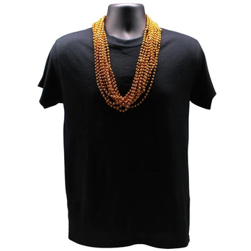 Mardi Gras Spot 33 Inch 7mm Round Metallic Orange Mardi Gras Beads - 6 Dozen (72 Necklaces)