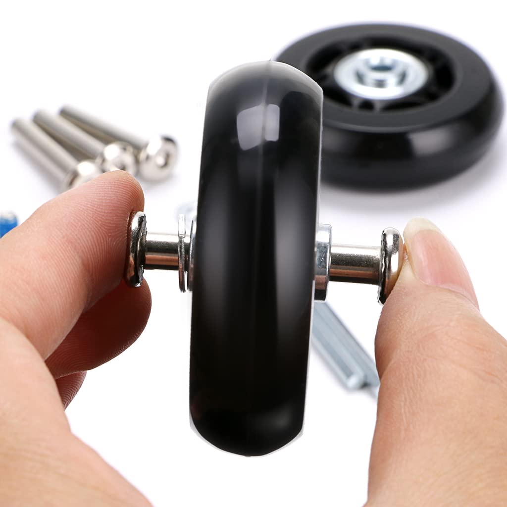 Ownmy 60Mm X 17Mm Luggage Suitcase Replacement Wheels, Rubber Swivel Caster Wheels Bearings Repair Kits, A Set Of 2