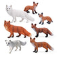 Uandme Fox Toy Figures Set Includes Arctic Fox & Red Foxes Figurines Cake Toppers (7 Foxes)