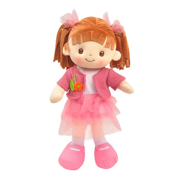 Linzy Toys, 16' Little Sweet Hearts Interactive Soft Plush Rag Doll, Embroidered Face & Removable Clothes, Educational Doll, Muñecas De Trapo Para Niña