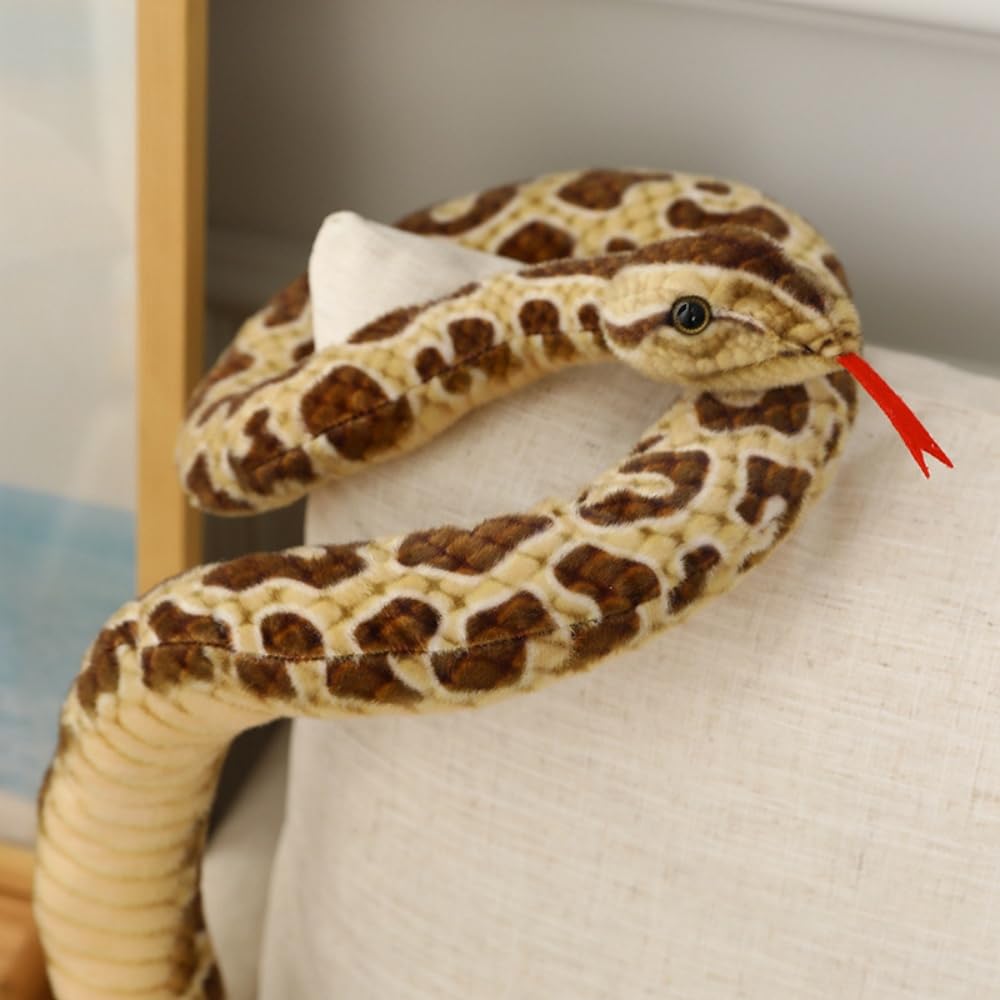 Xshelley 120" Extra Long Brown Snake Plush Toy, Soft Stuffed Animal, 100% Polyester, Model Xshelley -20221108A