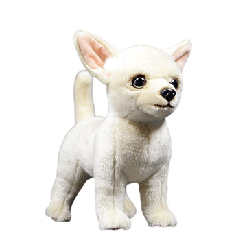 Tiny Heart Simulation Chihuahua Puppy Soft Stuffed Plush Toy 10' Long, Cute Realistic Chihuahua Plush Stuffed Animals Gifts For Kids