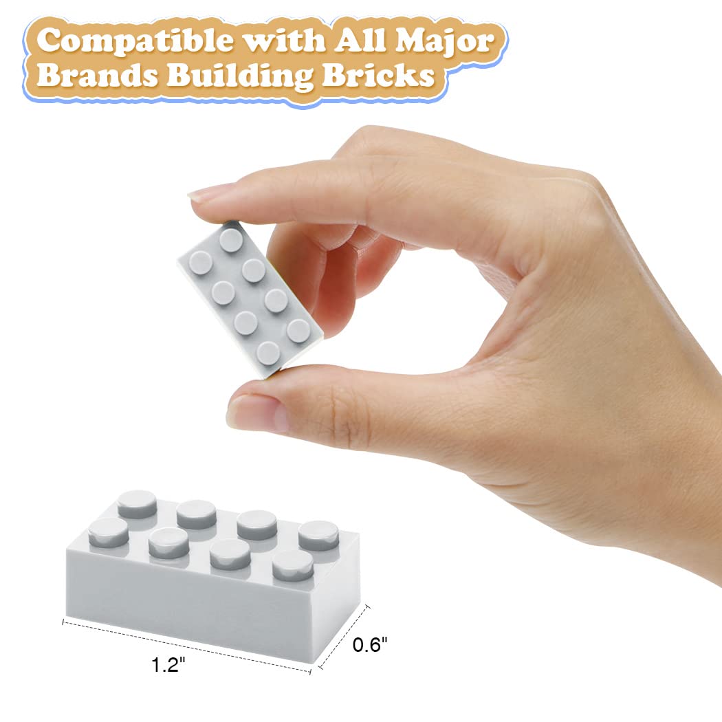 Unirolic Classic Building Bricks, 200 Piece 2X4 Building Blocks Stem Creative Building Toys Compatible With All Major Brands, Moc Building Bricks Diy Play Set For Kids Age 6+ (Light Grey)