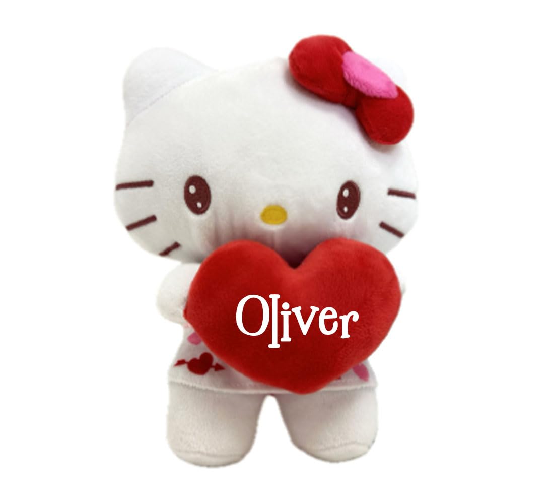 The Trendy Turtle Personalized Hello Kitty Plush Stuffed Animal - Multi, Model PERHK, Soft Polyester Toy for Valentine's Day