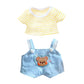 Niannyyhouse 20Cm Plushie Doll Clothes Bear Overalls Striped T-Shirt Kpop Doll Clothing (Yellow)