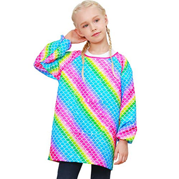 Sylfairy Kids Art Smocks For Painting Waterproof Artist Rainbow Unicorn Aprons For Children Long Sleeve Toddler Apron Smock With
