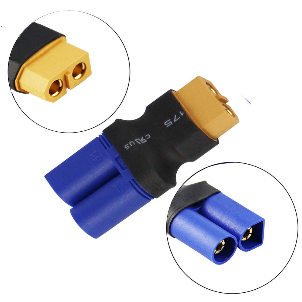 Fly RC 4pcs Female XT60 to Male EC5 Adapter, Female XT60 to Male EC5 Connector Adapter No Wires RC LiPo Battery Connectors