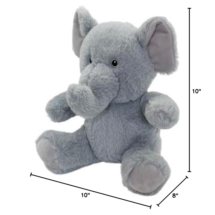 Anico 10'' Plush Grey Elephant With Embroidered Eyes